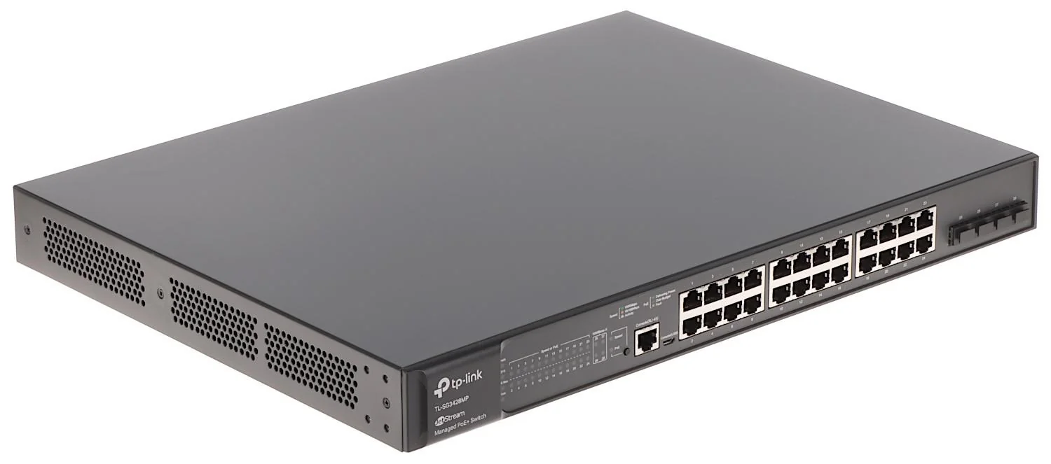 "JetStream™ 28-Port Gigabit L2+ Managed Switch with 24-Port PoE+ TP-Link