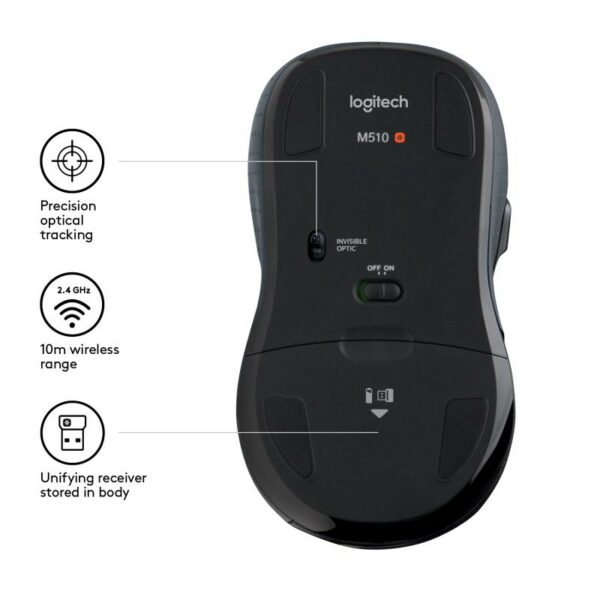 Mouse wireless Logitech M510, rezolutie maxima 1000 DPI, tehnologie laser, - imagine 10