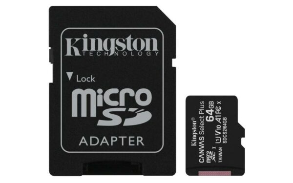 Card de Memorie MicroSDXC Kingston Select Plus, 64GB, Adaptor SD,