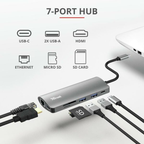 Hub USB Trust Dalyx, 7 porturi USB-C, negru - imagine 20