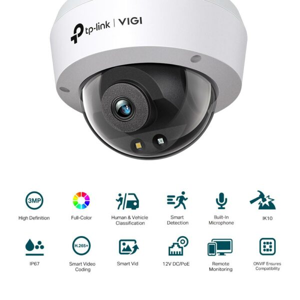 Camera IP Dome TP-Link VIGI C230(2.8MM), 3MP, Lentila 2.8mm, IR+WL - imagine 3