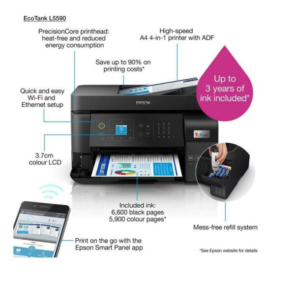 Multifunctional inkjet color CISS Epson L5590, (Print, Copy, Scan, Fax)