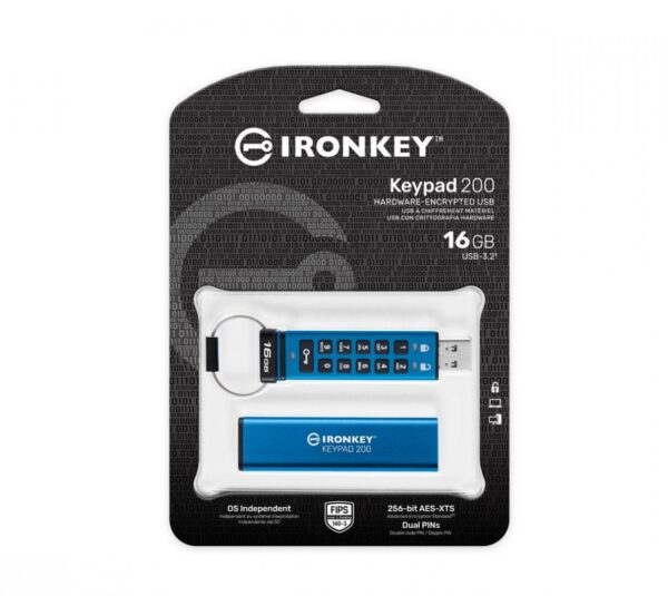 USB Flash Drive Kingston 16GB IronKey Keypad 200, USB 3.2 - imagine 5
