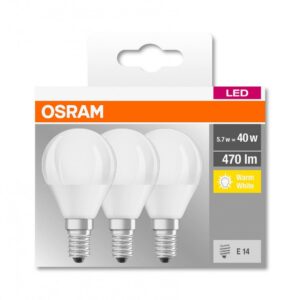 3 Becuri LED Osram Base Classic B, E14, 4.9W (40W),