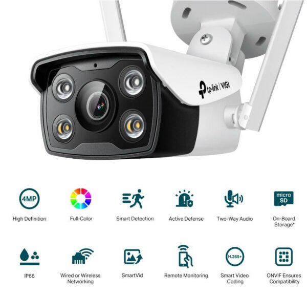 "TP-LINK VIGI 4MP Outdoor Bullet Network WIFI Camera,VIGI C340-W(4mm), 1/3""Progressive