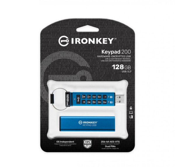 USB Flash Drive Kingston 128GB IronKey Keypad 200, USB 3.2 - imagine 5