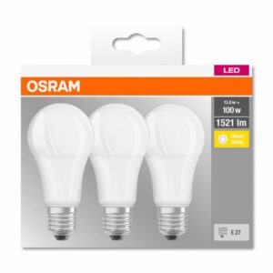 3 Becuri LED Osram Base Classic A, E27, 13W (100W),