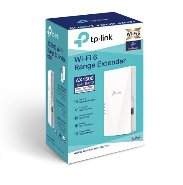 TP-link AX1500 Wi-Fi Range Extender, RE500X, 1 Port Ethernet Gigabit,