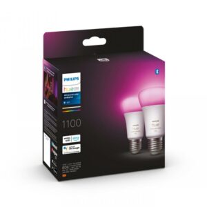 2 Becuri LED RGB inteligente Philips Hue A60, Bluetooth, E27,