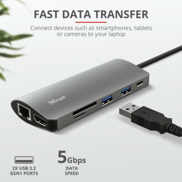 Hub USB Trust Dalyx, 7 porturi USB-C, negru - imagine 8