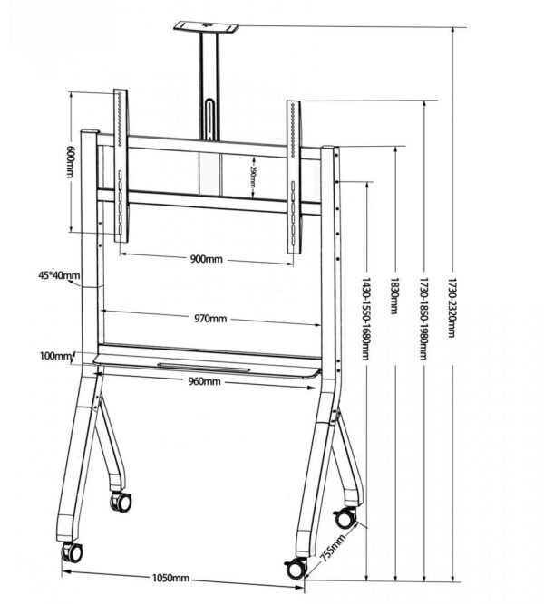 Stand TV mobil Serioux TV213CA, dimensiuni: 1050x755x2320mm, compatibilitate Max Vesa: - imagine 5