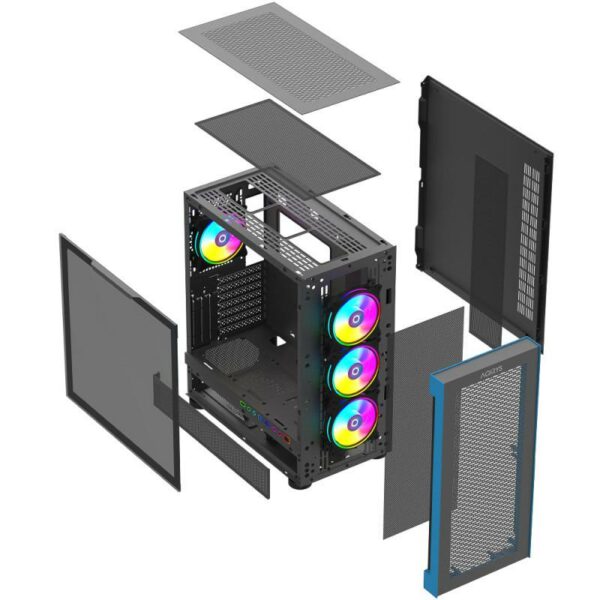 Carcasa Aqirys Sargas Mid Tower NEGRU - imagine 7