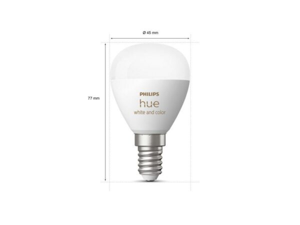 Bec LED RGB inteligent Philips Hue P45, Bluetooth, E14, 5.1W,
