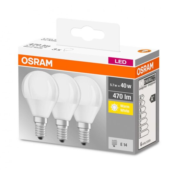 3 Becuri LED Osram Base Classic B, E14, 4.9W (40W), - imagine 4