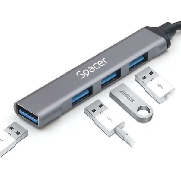 Hub extern SPACER, porturi USB:USB 3.0 X 1, USB 2.0 - imagine 2