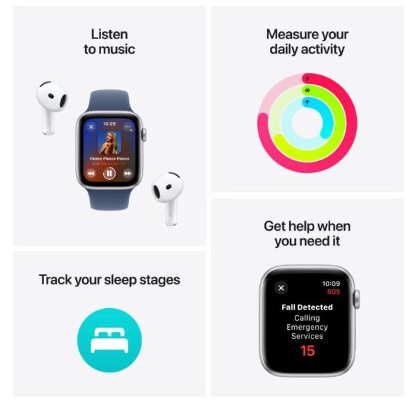 Apple Watch SE GPS 44mm Starlight Aluminium Case with Lake - imagine 7