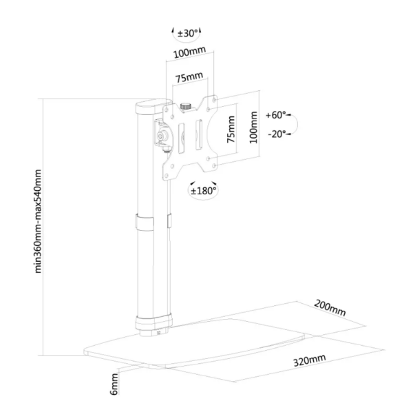Suport monitor de birou Neomounts by Newstar 10"-30", 6kg, 100x100 - imagine 4