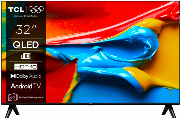 Televizor TCL QLED 32V4C, 80 cm, Smart Google TV, HD,