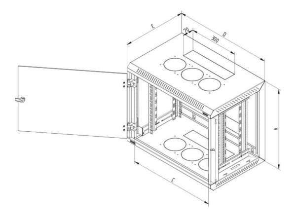 Rack de perete Triton sectiune simpla 15U 600mm adancime usa - imagine 3