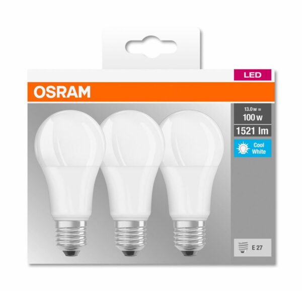 3 Becuri LED Osram Base Classic A, E27, 13W (100W), - imagine 4