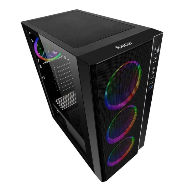 Carcasa Spacer Rainbow, ATX, Mid Tower NEGRU - imagine 4