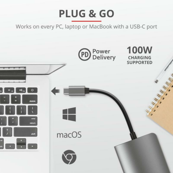Hub USB Trust Dalyx, 7 porturi USB-C, negru - imagine 10